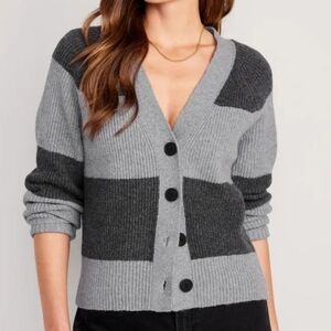 Old Navy Gray Striped Button Cardigan Sweater XXL